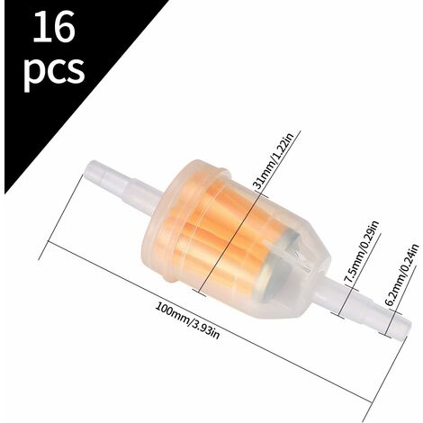 16 Filtres à Essence Universels 6-8mm pour Moto, Tracteurs, Tondeuses, Motoneiges - Auto