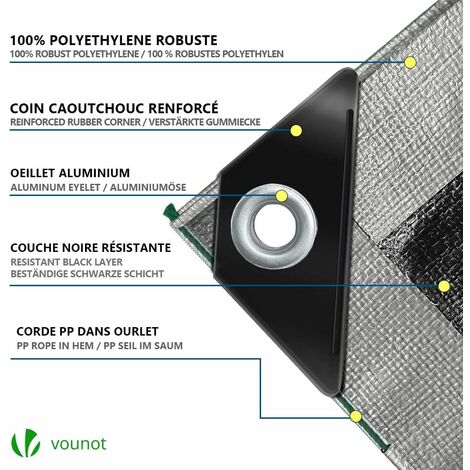 Bâche De Protection WOLTU PVC 500g/m² - 2x3m, Imperméable, Résistante UV - Pour Jardin, Piscine