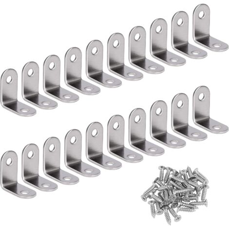 Angle Droit Support Inox 90 Degrés Support De Coin support d'angle en forme de L Fixation Équerre Livré Avec Vis Argent 20 Pièces 30 30 16mm (1/5)