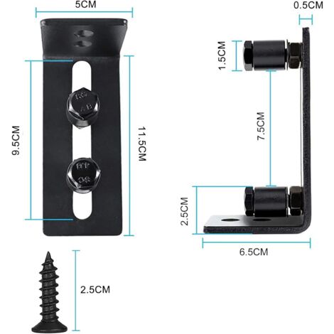 Guide de roulement pour porte coulissante - Avec 2 roulettes - Pour portes coulissantes - Noir
