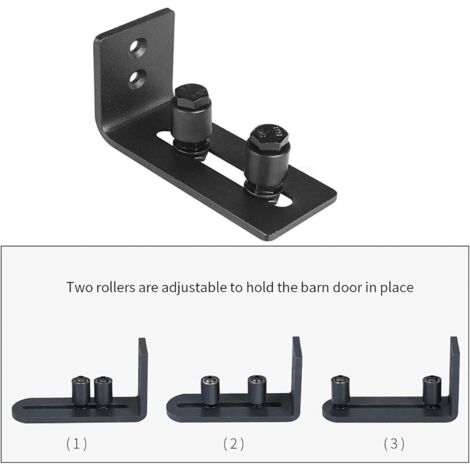 Guide de roulement pour porte coulissante - Avec 2 roulettes - Pour portes coulissantes - Noir