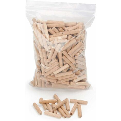 400 pcs de cheville bois 8 mm x 40 mm - goujon bois de hêtre massif idéal pour fraise à bois - convient pour gabarit de percage/guide de percage (1/4)