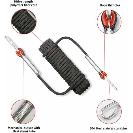 10M Corde De Sécurité d'escalade Extérieure Anti-déchirures Alpinisme Sauvetage Corde,10mm de diamètre Corde pour Le Randonnée