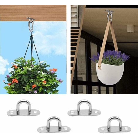 4 Plaques à Œillets Acier Inoxydable 304 - Crochets Plafond Pour Suspension, Bateau, Yoga, Hamac