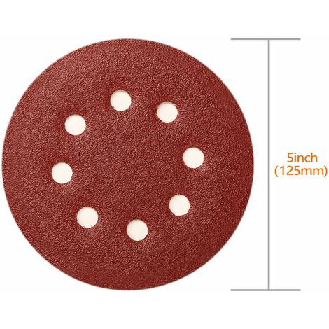 Disque de Ponçage 100pcs SPTA Disques Abrasifs 40/80/120/180/320/600/800/1000/1500/2000 Grain Taille de 125mm Idéal pour Poncer/Polir/Dérouiller HSDPS5M100
