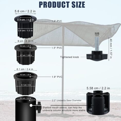 CWOQOCW Chapeau De Rechange Parasol Terrasse - Anneau Trou & Capuchon - Accessoire Jardin Noir