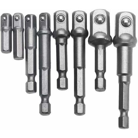 8 Pièces 1/4" 3/8" 1/2" Porte Embouts Magnétique Extension de Vissage Adaptateur Tournevis Hexagonal/Carré Assortiment (1/5)