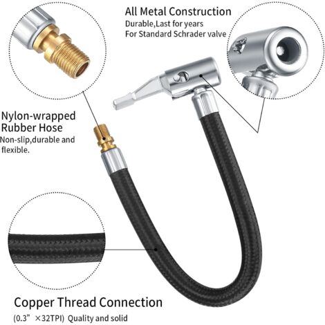2 Adaptateurs Tuyau De Gonflage Pneus - 36 Cm, Universel Voiture Moto Vélo - Connexion Facile, étanche