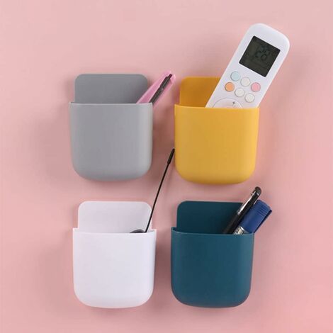 Lot 2 Boîtes Organisateur Mural Télécommande - Support Mural Pour Contrôles, Téléphones, Multimédia, Bureau - Blanc