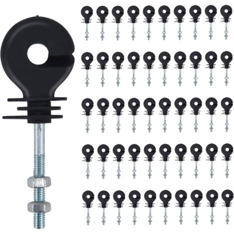 Isolateurs à Visser,50 Pièces isolateur Cloture Electrique Clous d'isolation de clôture électronique Isolateur de Poteau de clôture,Accessoires de clôture électronique,pour Poteau en Bois