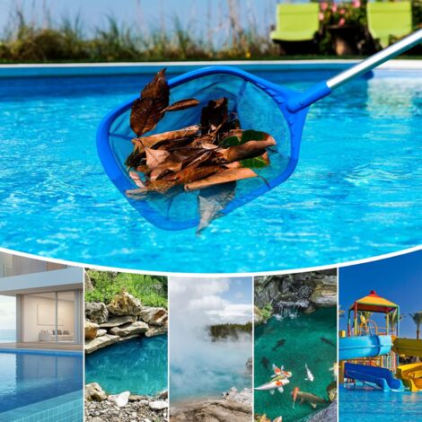 Épuisette Piscine Mowend - Filet 43,5x30cm Profond 20cm - Perche Aluminium 1,5m Réglable - 6 Pièces