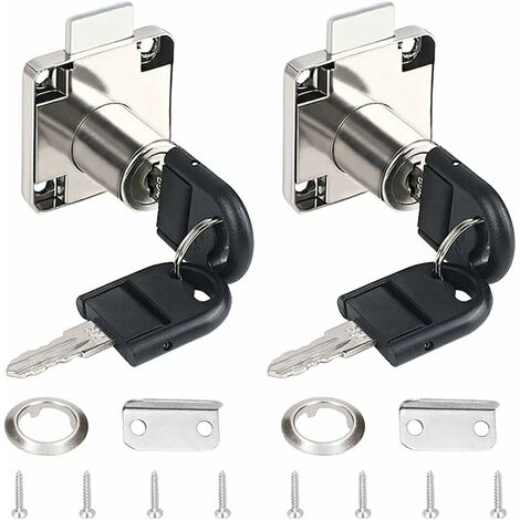 2 Pièces Blanc Verrouillage Push Lock Alliage de Zinc Serrure de Tiroir de Bureau Serrure de Meuble à Cylindre Utilisation pour Armoires Tiroirs Boîtes aux Lettres (1/5)
