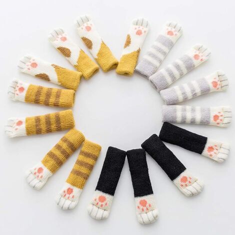 WAFJAMF Lot De 24 Paires De Chaussettes De Pieds De Meubles Mignonnes En Forme De Patte De Chat, Protections De Sol Pour éviter Les Rayures, S'adaptent Aux Pieds De Meubles Carrés Et