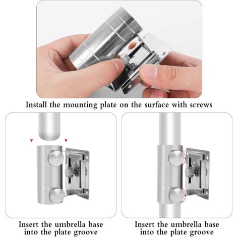 Support De Parasol Pour Balustrade Rectangulaire - En Métal - Clip Fixe - Pour Balcon, Terrasse