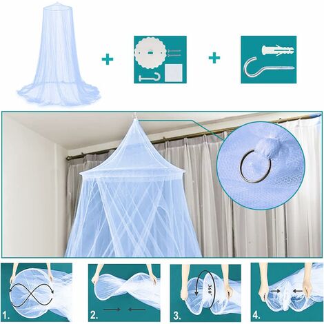 Moustiquaire De Lit Double En Dôme Universelle - Protection Anti-Moustiques Tulle Blanc Pour Lit Double, Simple, Bébé Et Voyage