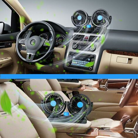 Ventilateur De Voiture Double Tête 12V - Circulateur D'Air Réglable Avec Allume-Cigare Pour Voiture