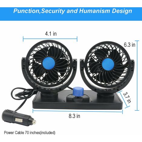 Ventilateur De Voiture Électrique 12V 24V Usb Ventilateur Voiture Appui Tête Rotation À 360