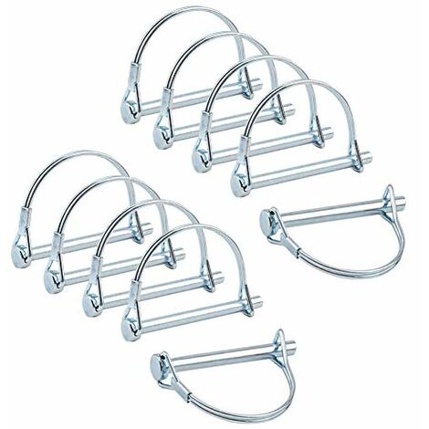 10pcs Axe de verrouillage de broche de coupleur de sécurité, 1/4 pouce de verrouillage de prise de force avec fil de retenue rond pour jardin de pelouse de remorques de ferme