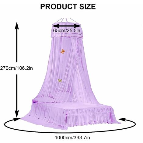 Moustiquaire De Lit Ciel De Lit Blanc – Facile à Installer, Anti-Moustiques Respirante – Convient Lit Bébé, Simple, Double – Hauteur 2,5m