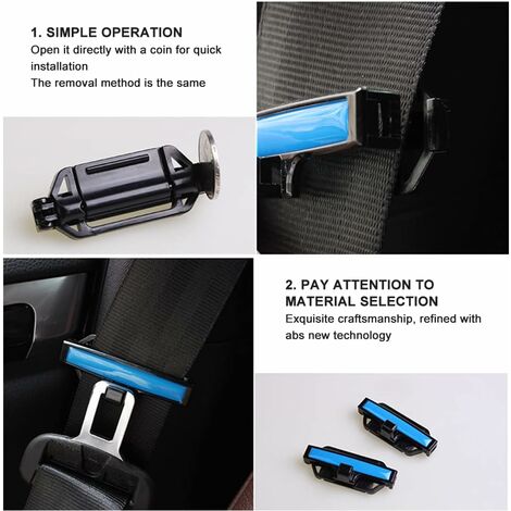 2x Clips De Ceinture De Sécurité Voiture - Ajusteur Anti-Frottement - Cuir PU - 5cm