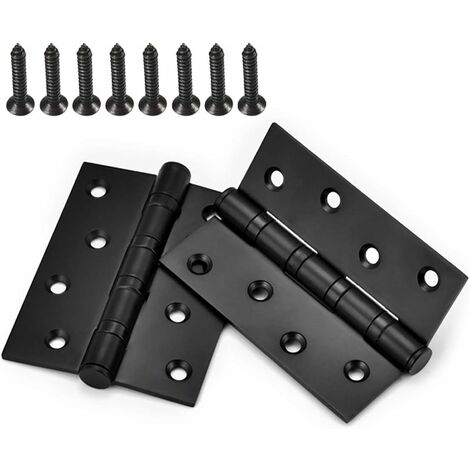 2 pièces charnière fenêtre charnière porte de l'armoire charnières vis connecteurs en acier inoxydable roulements à billes avec vis(noir,10075mm) (1/5)