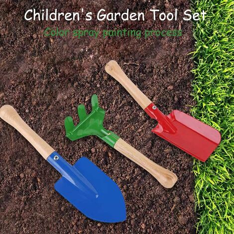 Set 3 outils de jardin enfant + sac de transport (pelle + râteau +