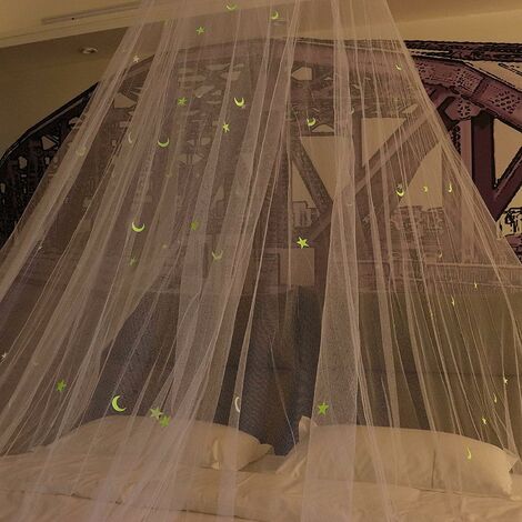 BNGXR Moustiquaire De Lit Grand Format Avec Étoiles Fluorescentes - 60x250x900 Cm Blanc, Pour Lit Bébé Double Ou Simple