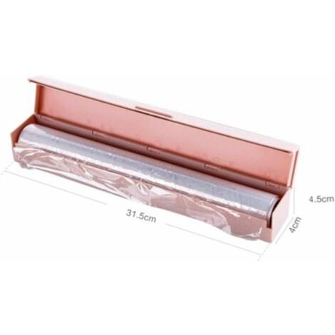 Coupe-film Alimentaire Avec Ventouses - Distributeur Pratique Pour Film étirable, Aluminium, Dimensions 36x7x5cm