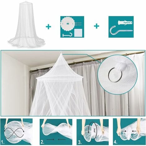 Moustiquaire De Lit Double,Universelle Moustiquaire lit double tulle tissu moustiquaire voyage exterieure, Lit Simple Moustiquaire pliable ciel de lit bebe
