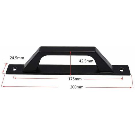 Lot de 2 poignées de porte en forme de D pour porte de jardin en bois, 200 mm, noir