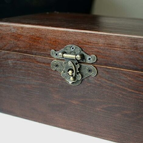 Verrous vintage antique gaufrage Moraillon Loquet Serrure Fermoir avec vis pour décoratifs Cabinet armoire Boîte à bijoux boîte valise ou meuble Couleur bronze (S