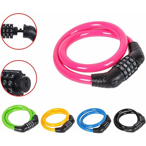 Serrure De Vélo 120 Cm Serrure à Combinaison Numérique à 5 Chiffres Pour Velo Vehicule Electrique Moto Trolley Case Serrure De Porte Rose 96442759