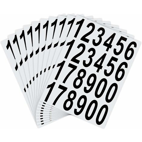 Aougo – Lot de 10 feuilles autocollantes numéros boîte aux lettres – Vinyle imperméable – 240 autocollants de 0 à 9 – Pour intérieur et extérieur