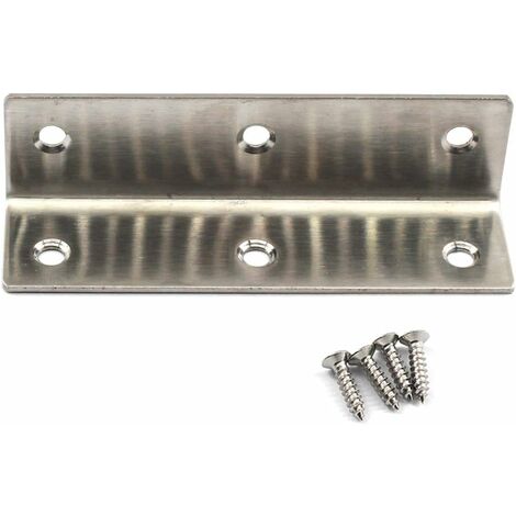 Lot de 6 équerres d'angle en acier inoxydable en forme de L pour étagères en bois 100 x 25 x 25 mm (1/5)