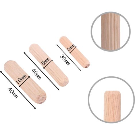 Chevilles En Bois Kabus – Hêtre Cannelé – 12 Tailles (6-12mm X 25-100mm) – Lot 25 à 500 Pièces – Neuf