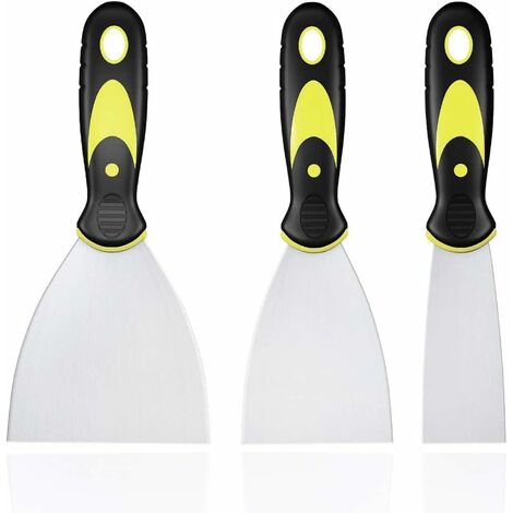 Memkey – Jeu de 3 spatules en acier inoxydable – Couteau à enduire avec 3 tailles (3.8/6.5/10cm) – Poignée ergonomique pour finition lisse (1/7)