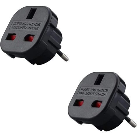 Lot de X2 - Adaptateur Prise Anglaise vers France - Adaptateur Anglais Français - Type G vers Type C - Compact et Léger - Protège des Surtensions（ Noir）