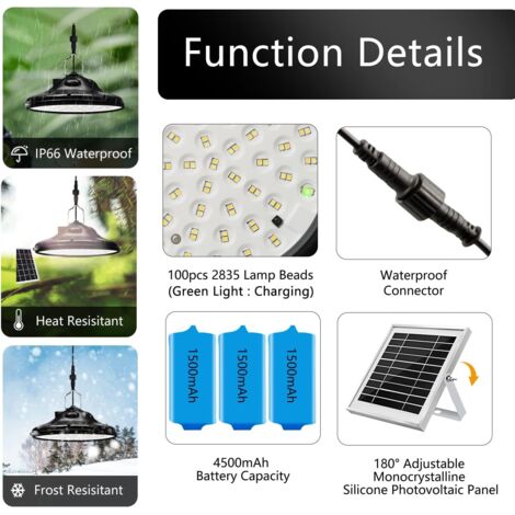Lampe Solaire Extérieur 100 LED éclairage Extérieur Antipluie Luminaire Pour Jardin Garage Carport Terrasse Maison(Lot De 2) - Maison