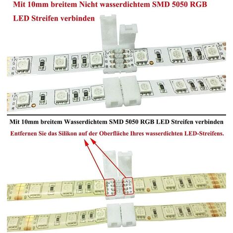Lot De 20 Connecteurs Pour Bande LED RGB 5050 - 4 Broches, 10 Mm, Sans Soudure - Adaptateur Ruban LED