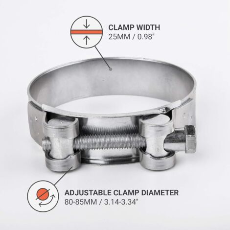 Lot de 2 colliers de serrage renforcés pour tuyau de 74–79 mm