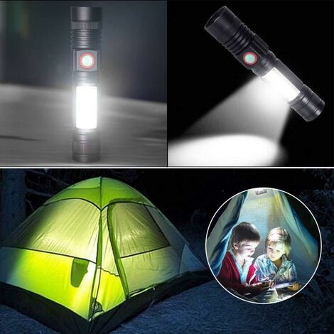 Lampe Torche LED Rechargeable ALLOMN – 8 Modes, 4800mAh, Type-C, Puissance L2, Rouge Sécurité