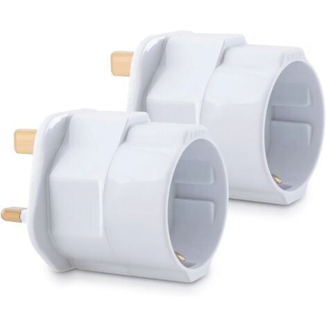 2X Adaptateur Prise Anglaise - Modèle Schuko Type G - Fiche France vers Royaume-Uni - Prise Compact pour Voyage - Compatible Plusieurs Pays