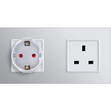 2X Adaptateur Prise Anglaise - Modèle Schuko Type G - Fiche France vers Royaume-Uni - Prise Compact pour Voyage - Compatible Plusieurs Pays