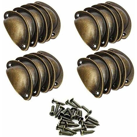 20 Pcs Poignée de Coquille Vintage 82mm Antique Coquille Fer Poignée de Porte Bouton Tiroir pour Meuble Cuisine Placard Cabinet Apothicaire Armoire,Poignée de Coquille Vintage pour Tiroir Armoire Meub