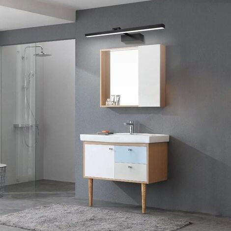Lampe Miroir LED Salle de Bain 50cm, 12W, IP44 Étanche Applique Murale Salle de Bain 180° Rotatif, Lumière Miroir Salle de Bain Moderne, Blanc Froid 5500K, Schwarz,Noir [Classe énergétique F]