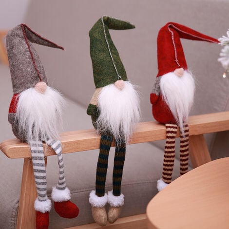 Lutin Farceur Père Noël Gnome Tomte 57cm - Décoration Noël Scandinave - Peluche Barbe Fourrure - Gris Ou Rouge Deco Noel Exterieur