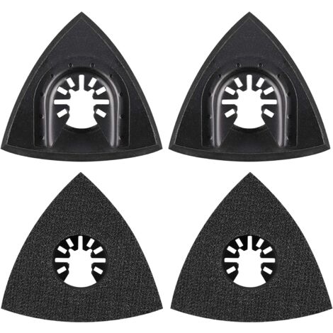 4Pcs Delta Patin de Ponçage 80mm Multi-outil Accessoires pour Patin de Fixation, Lame à Multi Outil, Accessoires Outil Oscillant pour Worx Mikita Dewalt Power Tool, Worx Tool, Bosch Multi Outil