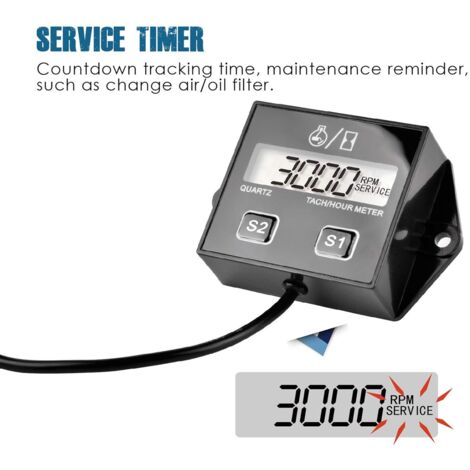 Garosa Compteur D'Heures Vibrations Numérique Sans Fil Pour Moto ATV Tracteur Tondeuse - Auto
