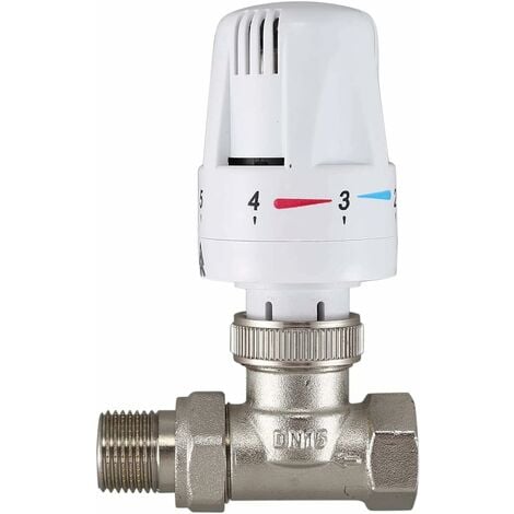 Vanne de radiateur thermostatique en laiton de 1/2" - Type droite DN15 - Contrôle automatique de la température - Chauffage au sol(DN15)