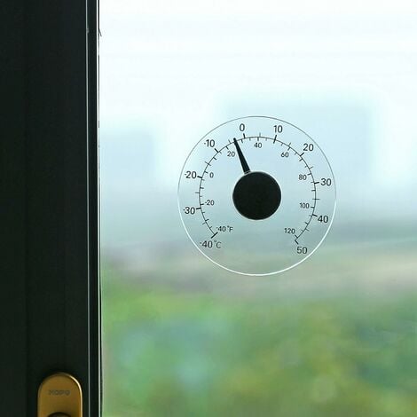 Thermomètre extérieur autocollant pour fenêtres, portes et fenêtres -  transparent - étanche - batterie non incluse
